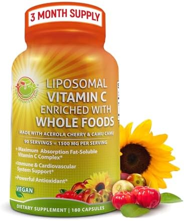 Liposomal Vitamin C Supplement 1500mg with Organic Acerola & Camu Camu