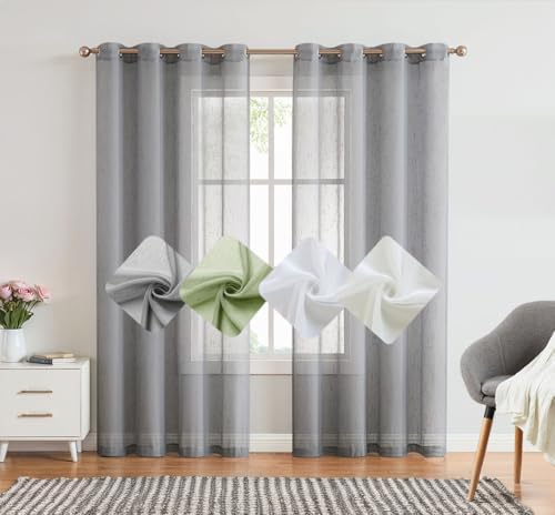 Randall Off White Sheer Open Weave Curtain for Living Room 2 Panels,72"