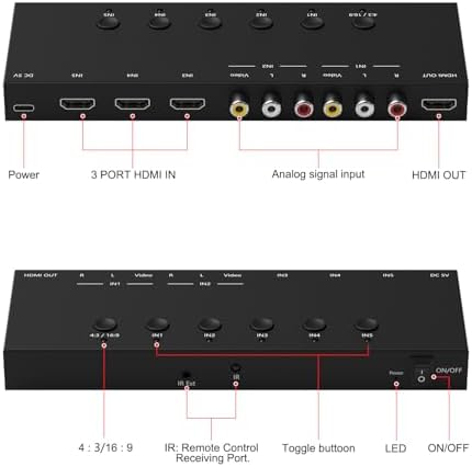 4Port AV to HDMI Converter, 4Port AV to HDMI Switcher with IR Remote