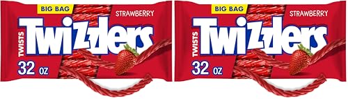 TWIZZLERS Twists Strawberry Flavored Licorice Style, Chewy Candy Bag, 16 oz | Strawberry Flavored Chewy Licorice Style Twists, Low Fat and Kosher, Classic Movie Snack for Parties and Candy Dishes, 16 oz