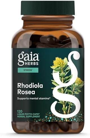 Gaia Herbs Rhodiola Rosea - Stress Support Supplement Traditionally for Supporting Healthy Stamina & Endurance* - with Siberian Rhodiola Root Extract - 60 Vegan Liquid Phyto-Caps (60 Servings)