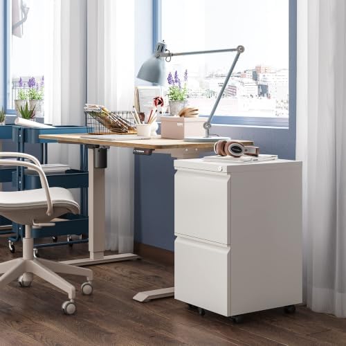 DEVAISE 3 Drawer Mobile File Cabinet with Lock, Under Desk Metal Filing Cabinet for Home Office/Legal/Letter/A4 File, Fully Assembled Except Wheels, Black