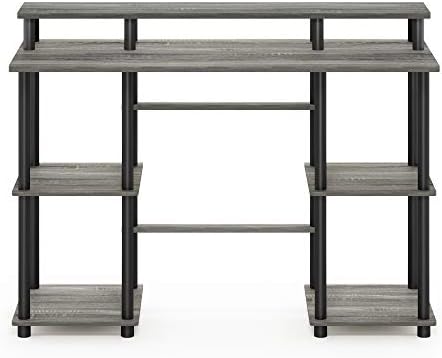 Furinno Turn-N-Tube Computer Desk, French Oak Grey/Black