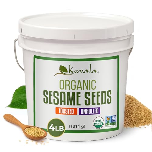 Organic Toasted Sesame Seeds (Unhulled) - 4 lb, Gluten Free Seasoning | Bulk Food Size, Premium Selection Roasted Seeds, Sauce and Dip Ingredient