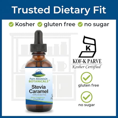 Caramel Stevia Drops - Flavored Stevia Liquid Drops - Zero Calorie Natural Sweetener - Alcohol Free - Kosher - 290 Servings - 2oz Glass Bottle