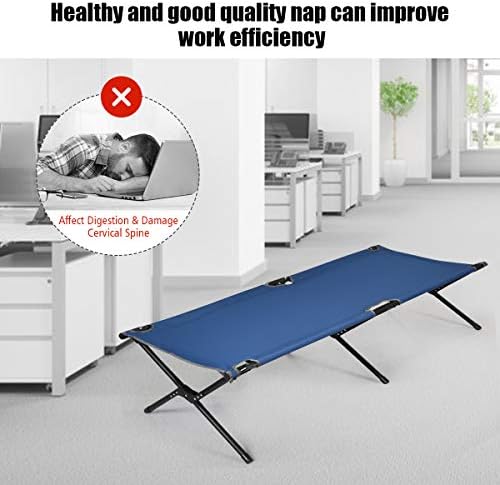 GYMAX Folding Camping Cot, Heavy Duty Portable Military Cot with Oxford Fabric