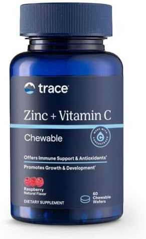 Trace Minerals Zinc + Vitamin C Chewable Supplement, 60 CT, Immune Support | Full spectrum of ionic minerals, Enzyme function and antioxidant activity