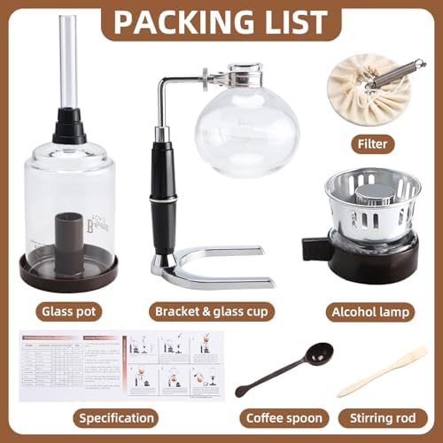 Amarine Made Siphon Coffee Maker, Siphon Coffee Brewer, Japanese Siphon | 5-Cup, 16 Ounce, Easy to Use