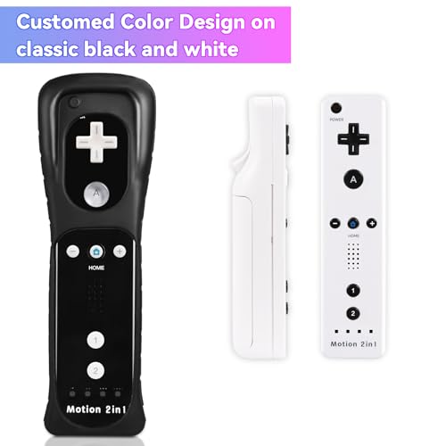 TechKen 2 Pack Wii Controllers with Wii Motion Plus Inside | Shock Wii Nunchuk Controller | Compatible Nintendo Wii, Motion Plus Wii Controller