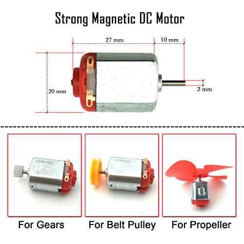 18 Set DC Motors Kit, Mini Electric Hobby Motor 3V -12V 25000 RPM Strong Magnetic with Shaft Propeller, 2 x AA Battery Holder