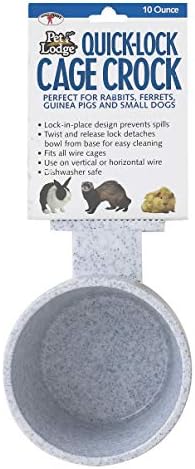 Pet Lodge® Quick LockCage Crock | Feeding & Watering Dish for Rabbits | Attaches to Wire | Easily Removable for Cleaning | 20 Ounce