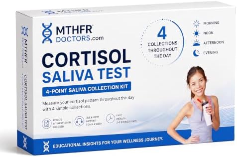 Cortisol Stress Test 4 X Day - Comes with Results Interpretation and Live Support by Phone 7 Days A Week - Fast Results - at Home Saliva Collection