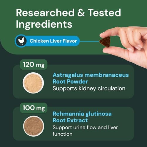 Vetriscience Veterinary Strength Kidney Health Chews - Balanced Kidney Support for Pets - Feline & Canine Renal Support - Holistic Formula - Chicken