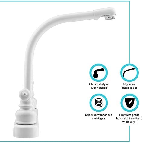 Dura Faucet DF-PK210C-SN RV Hi-Rise Kitchen Sink Faucet (Satin Nickel) | Tall spout and classical levers make washing big pots easy. Brushed Satin Nickel.
