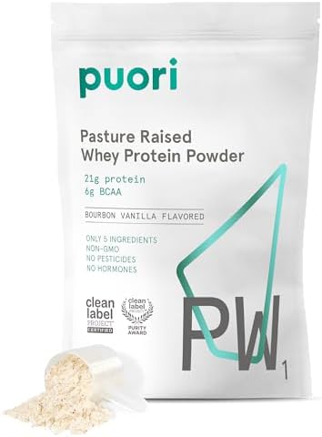 Puori PW1, Grass Fed Whey Protein Powder, Dark Chocolate, 30 Servings | Pasture-Raised Whey Protein Powder Drink Mix containing BCAA Amino Acids - Post-Workout Supplement for Muscle Gain & Recovery