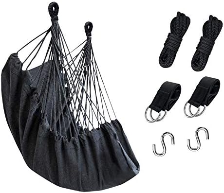 KPX Ourdoor Hanging Hammock Chair – Comfortable Tree Swing Chair Large Size 110X130cm（Without Pillows） - 330 Lbs Weight Capacity (Dark Gray)