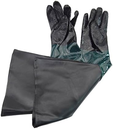 23.6" Rubber Sandblast Cabinet Gloves,Sandblasting Sand Blaster Gloves for Sandblaster Blast Abrasive Cabinet