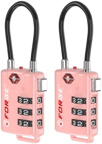 TSA Approved Cable Luggage Locks, Re-settable Combination with Alloy Body