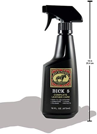 Bick 5 Leather Cleaner Conditioner Spray 16 fl oz, For All Leather Goods, USA Made | One-step clean and condition for all leather goods. Made in USA.