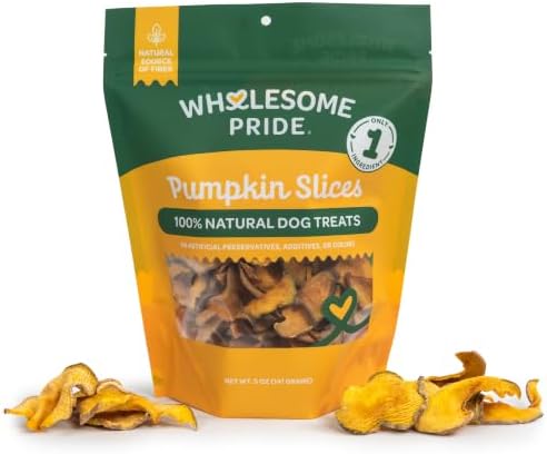 Wholesome Pride Banana Bites Dog Treats – 2-Ingredient Banana Chips for Dogs, Grain-Free, Banana & Coconut Oil, 8 oz