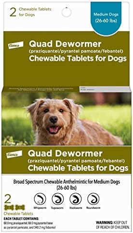 Elanco Chewable Quad Dewormer for Large Dogs, 45 lbs and over, 2 chewable tablets | For dogs 45 lb and over