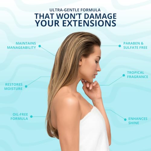 Shampoo & Conditioner Duo With Brush, 32 Fl Oz | Gentle Sulfate & Cruelty Free Daily Set For Hair Extensions, Detangles Without Breakage, Prevents Frizz & Boosts Hydration