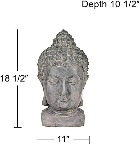 John Timberland Meditating Buddha Head 18 1/2" High Outdoor Statue | Sculpture Zen Asian Japanese Garden Decor Front Porch Patio Yard Outside Home