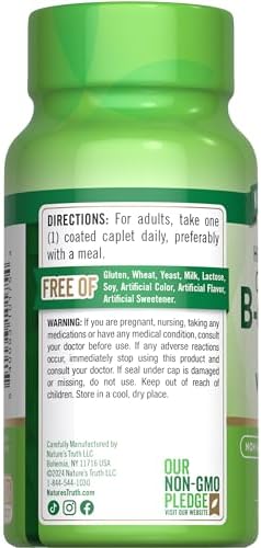 Nature's Truth Vitamin B Complex Plus Vitamin C | 100 Caplets | Vegan, Non-GMO & Gluten Free Supplement | Vegan, Non-GMO & Gluten Free Supplement