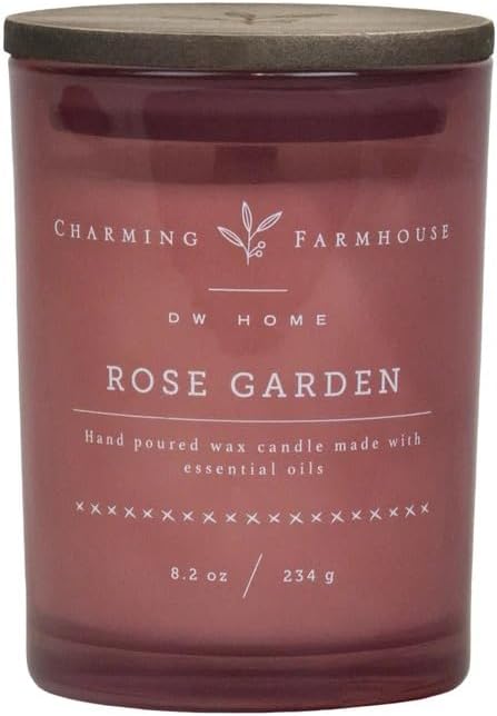 Charming Farmhouse by DW Home Vanilla Brûlée Scented Candle, 8 oz Wooden Wick Candle, Vanilla Bean, Toffee & Toasted Marshmallow Fragrance, Up to 40H Burn Time
