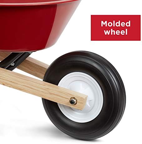Radio Flyer Classic Kids Wheelbarrow, For Kids 3+, Seamless Steel Tray with No-Scratch Edges, Real Wooden Handles, Durable Front Wheel