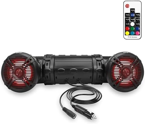 Pyle Bluetooth Speakers 800 Watt 6.5 Inch Amplified Sound System with Multi-Color LED Lights