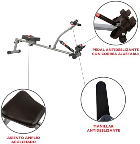 Sunny Health & Fitness Compact Hydraulic Rower with 12-Level Resistance | Full-Body Cardio, Joint-Friendly, Lightweight & Portable, Quiet & Smooth Ride, Easy-Assembly, Free SunnyFit App