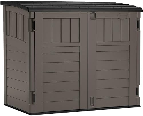 Suncast 34 Cu Ft Horizontal Storage Shed, Resin, Lockable, Stoney Black