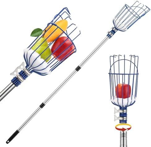 Oak Leaf Fruit Picker Pole with Basket, 13 FT Length Adjustable