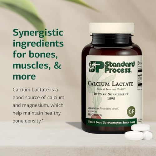 Standard Process - Calcium Lactate Powder - Bone Health & Immune Support - Calcium Magnesium Supplement for Bone Strength & Blood Health - Non-Dairy, Soy & Gluten-Free - 12 oz