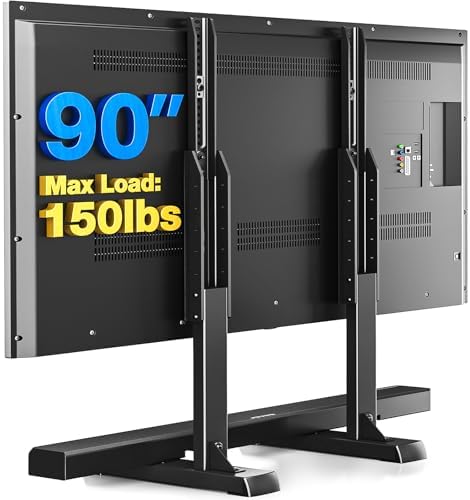 Rfiver Table Top TV Stand with Height Adjustable TV Legs for 37-90 Inch TVs | TV Stands Base with Cable Management for Flat/Curved TVs