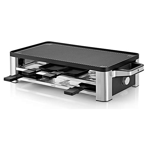 ERNITERTY WMF Lono Raclette Grill mit Pfännchen und Schiebern, Raclette 8 Personen, edelstahl matt, 1500W, White, (415040011)