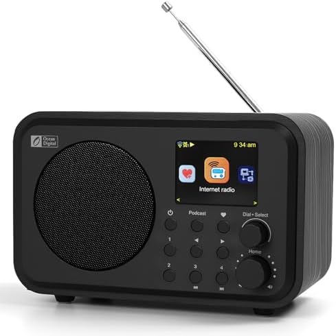 Ocean Digital WR-336M Wi-Fi Internet FM Radio, Bluetooth Speaker, Podcast, 2.4” Color Display, USB Playback, Dual Alarm Clock, Sleep Timer, Dimmer