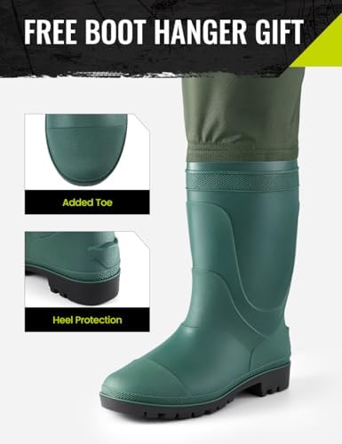 TIDEWE Fishing Hip Waders, Lightweight Hip Boots for Men Women | Waterproof 420D 2-Ply Nylon/PVC, Hunting Bootfoot Waders, Boot Hanger Included