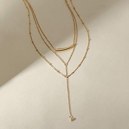 Gold Bar Necklace for Women Vertical/Horizontal Bar Pendant Necklaces for with Adjustable Chain Necklace Adults Fashion Jewelry