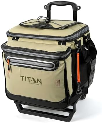 Titan by Arctic Zone Deep Freeze Wheeled Cooler - 60 Can Rolling Cooler with Deep Freeze Insulation and Detachable All-Terrain Cart with Wheels