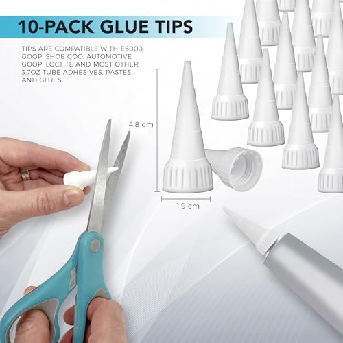 E6000 3.7 Ounce (109.4mL) Tube Industrial Strength Adhesive for Crafting, 10 Snip Tip Applicator Tips and Pixiss Art Dotting Stylus Pens 5 pcs Set