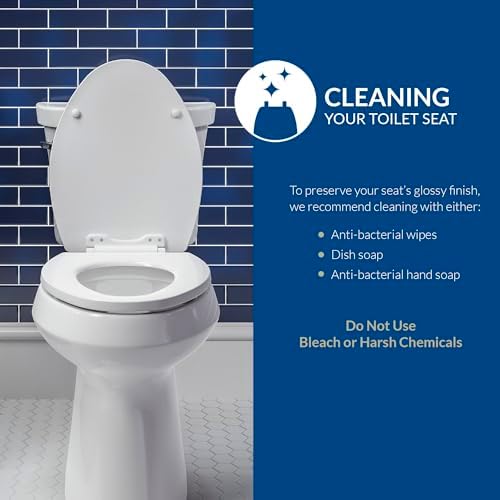 Bemis 1500EC 390 Lift-Off Wood Elongated Toilet Seat, Cotton White (Pack of 1) | Durable enameled wood resists chipping & scratching, fits all standard elongated toilets, Made in USA, 1500EC 390