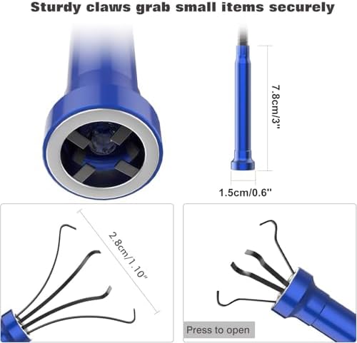 Housolution Grabber Tool Magnetic, Bendable Reacher with LED Lights, Blue