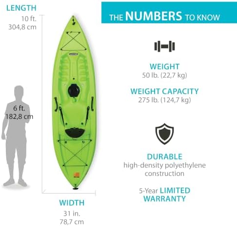Lifetime Tahoma 100 Sit-On-Top Fishing Kayak, Paddle Included