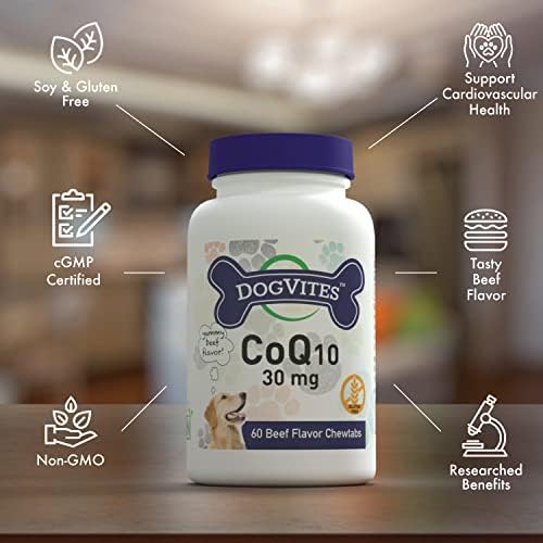Health Thru Nutrition Dog-Vites CoQ10 for Dogs, 60 Beef-Flavored Chewable Tablets