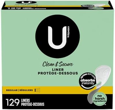 U by Kotex Clean & Secure Daily Liners, Regular, 129 Count - 4 Pack (516 Total