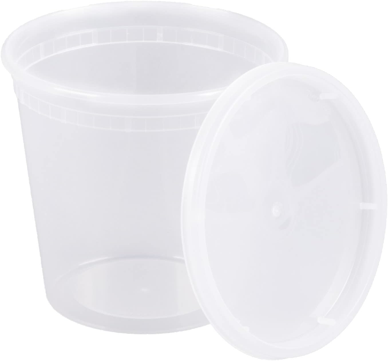32 oz [20-Pack] Microwavable Plastic Deli Food Storage Containers with Lids