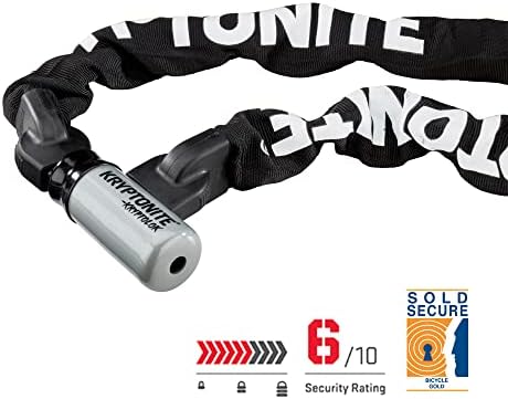 Kryptonite Kryptolok 915 Bike Chain Lock, 5 Feet Long Heavy Duty Anti-Theft Sold Secure Gold Bicycle Chain Lock with Keys for Bike, Motorcycle