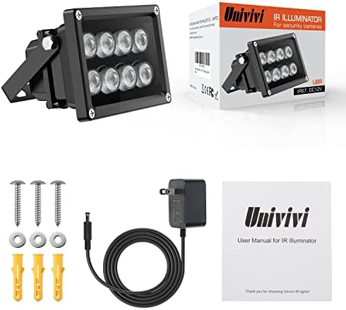 Univivi 8-LEDs IR Illuminator 850nm Infrared Flood Light for Night Vision | Long Range Infrared Illuminator for Security Camera